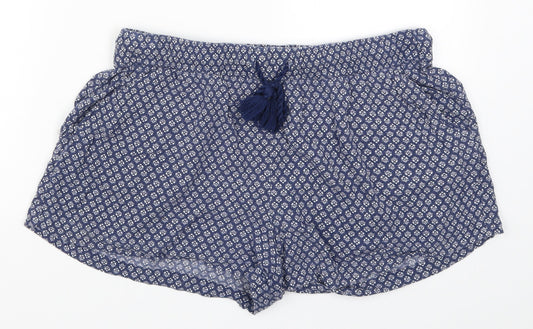 H&M Womens Blue Geometric  Hot Pants Shorts Size M