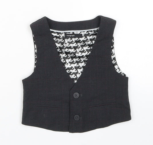Marks and Spencer Boys Grey Check  Jacket Waistcoat Size 2-3 Years