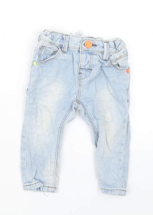 NEXT Boys Blue  Denim Cargo Jeans Size 3-6 Months