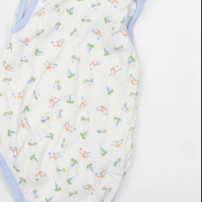 Nursery Time Boys Blue Geometric  Babygrow One-Piece Size 6-9 Months