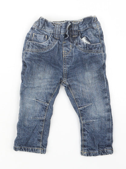 Rebel Boys Blue  Denim Cargo Jeans Size 9-12 Months