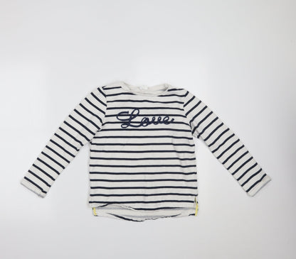 F&F Girls White Striped  Pullover Jumper Size 9-10 Years