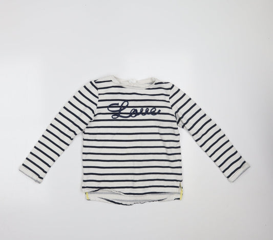 F&F Girls White Striped  Pullover Jumper Size 9-10 Years