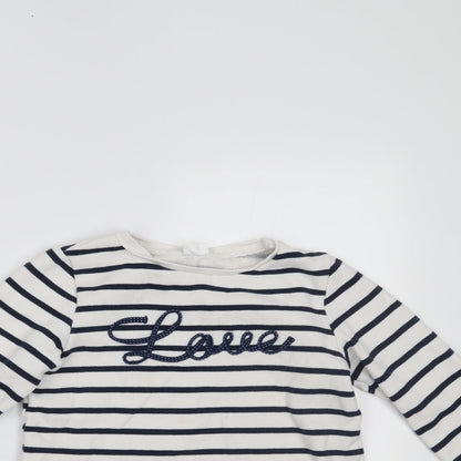F&F Girls White Striped  Pullover Jumper Size 9-10 Years