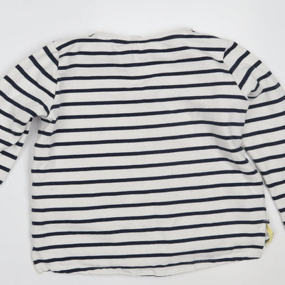 F&F Girls White Striped  Pullover Jumper Size 9-10 Years