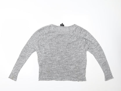 Womens UK Size 8 Topshop Grey Basic Blouse