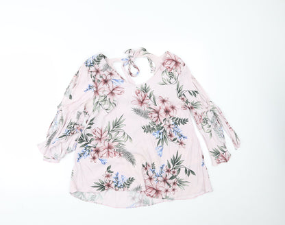 F&F Womens Pink Floral  Basic Blouse Size 12