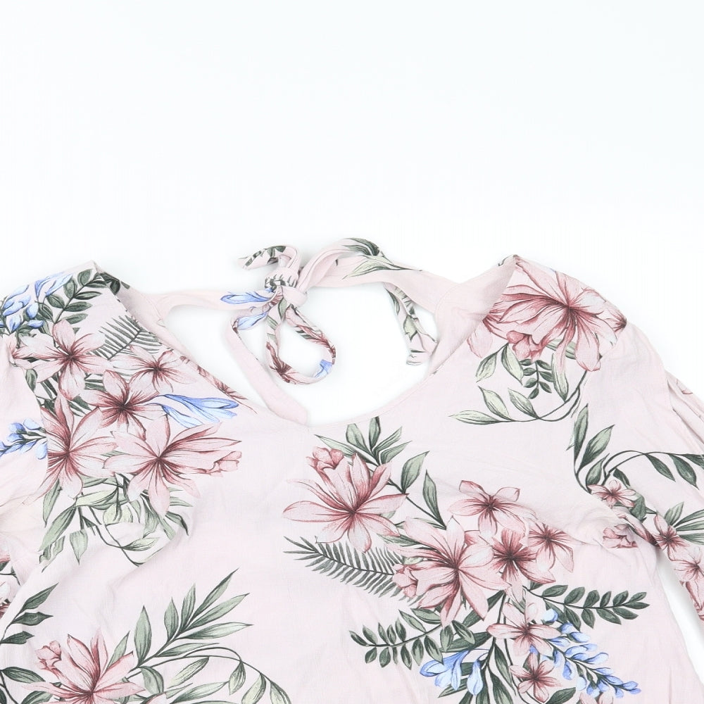 F&F Womens Pink Floral  Basic Blouse Size 12