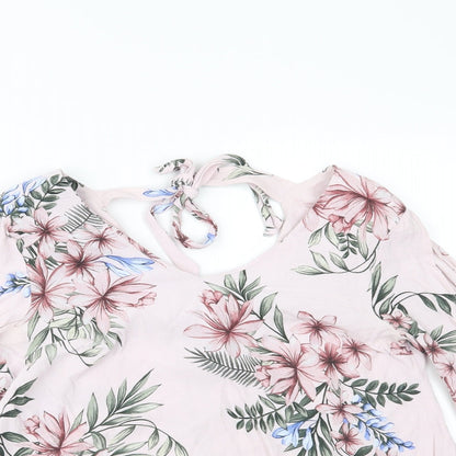 F&F Womens Pink Floral  Basic Blouse Size 12