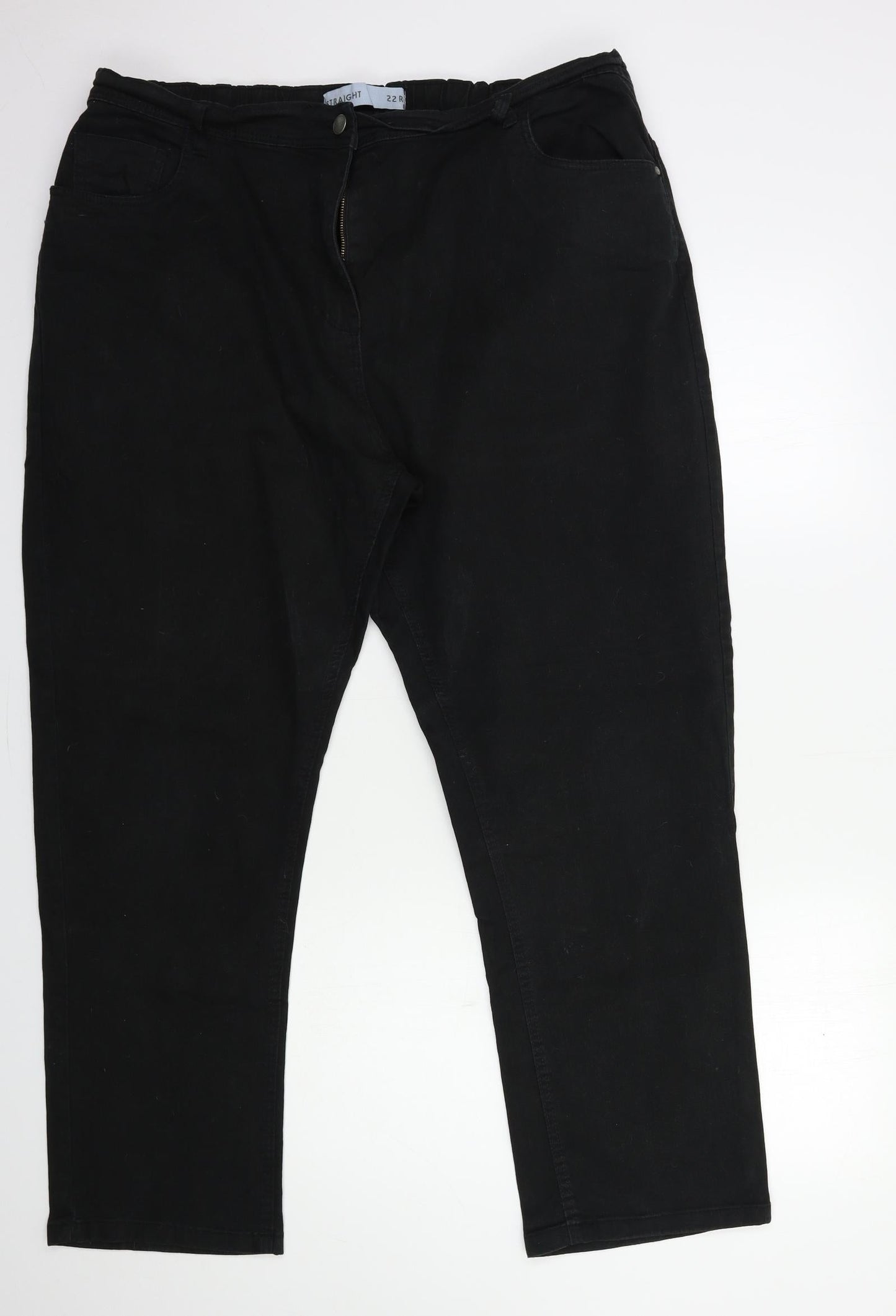 Womens UK Size 12 Preworn Regular Fit Straight Black Jeans