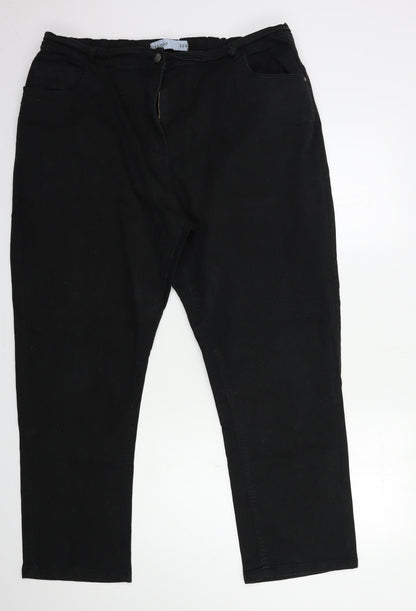 Womens UK Size 12 Preworn Regular Fit Straight Black Jeans