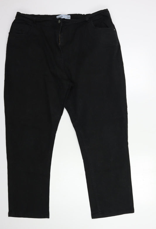 Womens UK Size 12 Preworn Regular Fit Straight Black Jeans