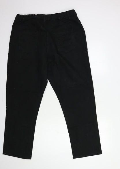 Womens UK Size 12 Preworn Regular Fit Straight Black Jeans