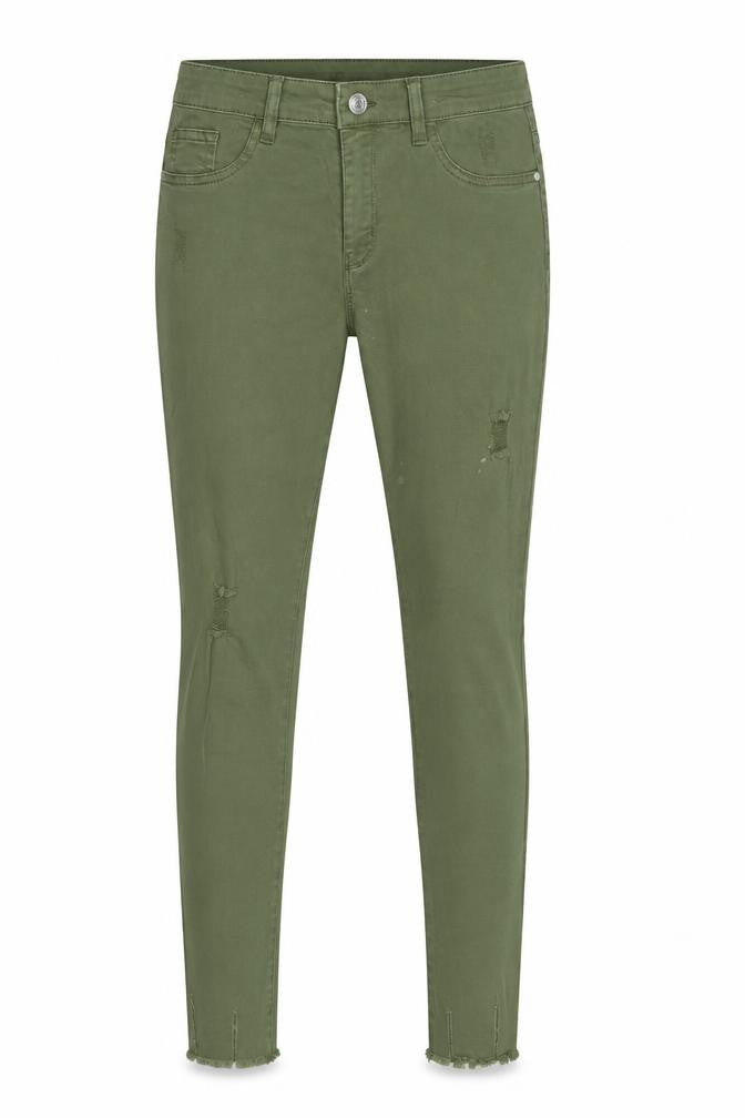 Front view of Denim & Co. girls’ green denim skinny jeans, size 12-13, years