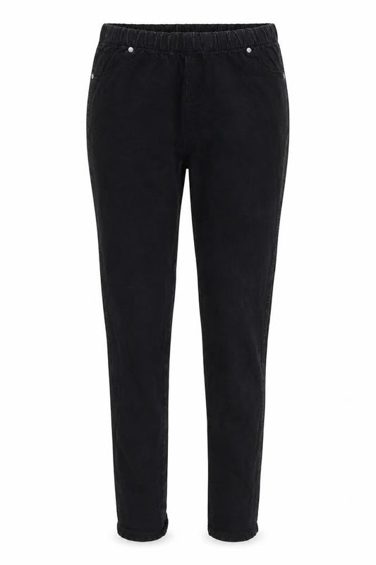 Front view of Denim & Co. women’s black denim jegging jeans, size UK 10, 32-inch leg