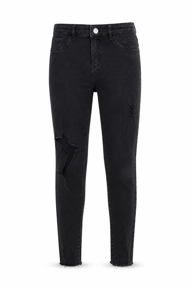 Front view of Denim & Co. girls’ blue denim skinny jeans, size 12-13, years