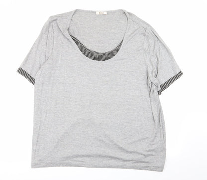 Womens UK Size L ELVI Grey Basic T-Shirt