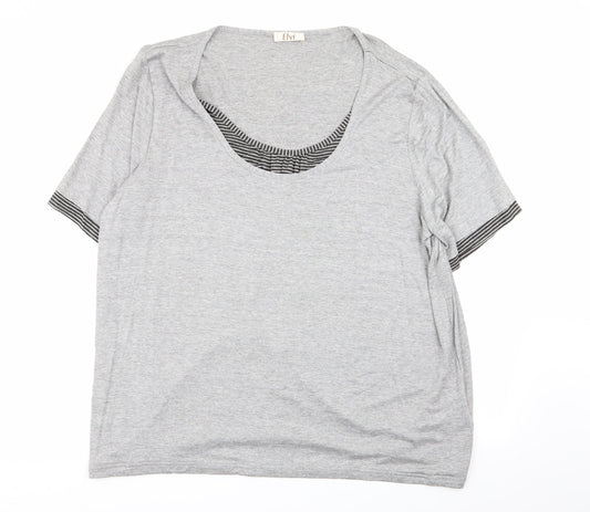 Womens UK Size L ELVI Grey Basic T-Shirt