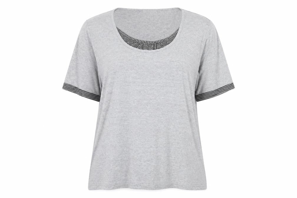 Womens UK Size L ELVI Grey Basic T-Shirt