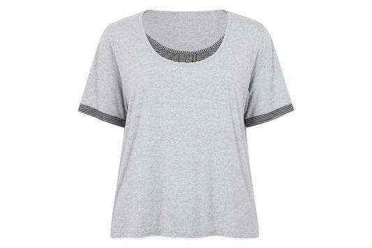 Womens UK Size L ELVI Grey Basic T-Shirt