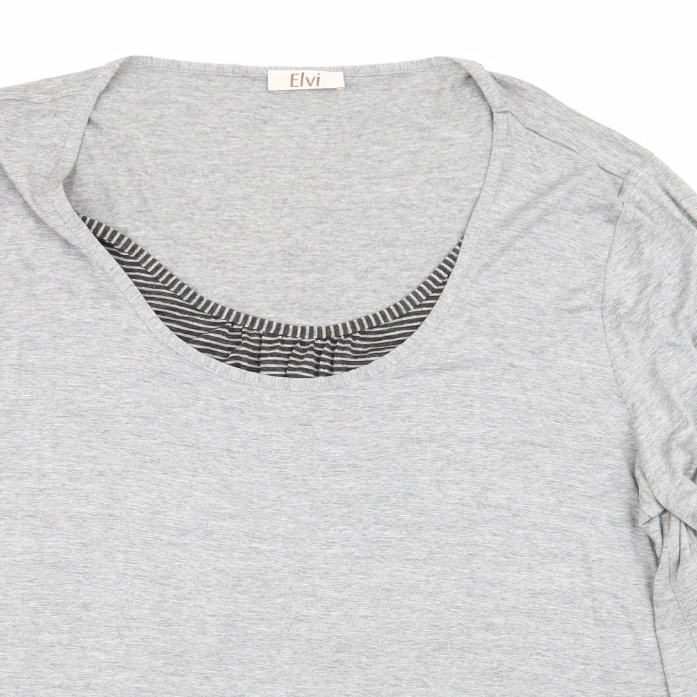 Womens UK Size L ELVI Grey Basic T-Shirt