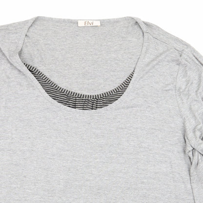 Womens UK Size L ELVI Grey Basic T-Shirt