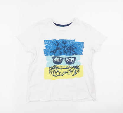little kids Boys White   Basic T-Shirt Size 5-6 Years