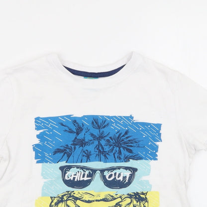 little kids Boys White   Basic T-Shirt Size 5-6 Years