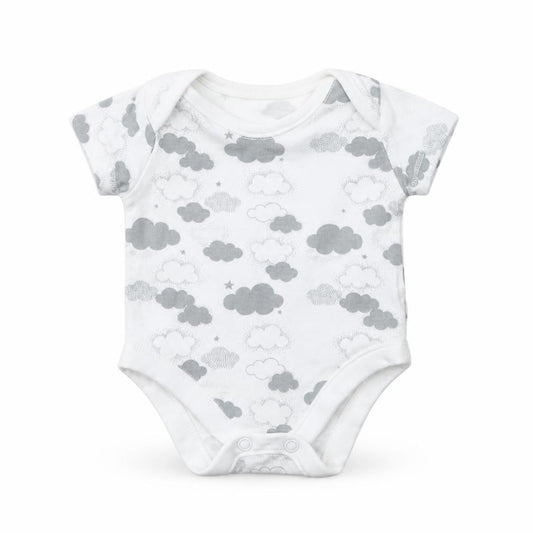 Front view of Nutmeg girls’ multicoloured geometric babygrow one-piece size newborn