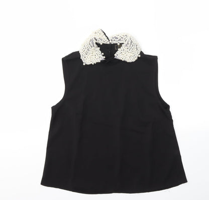 Womens UK Size 8 gold Black Basic Blouse