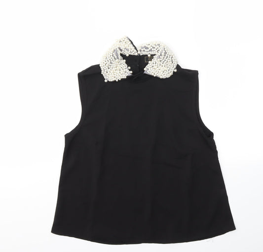 Womens UK Size 8 gold Black Basic Blouse