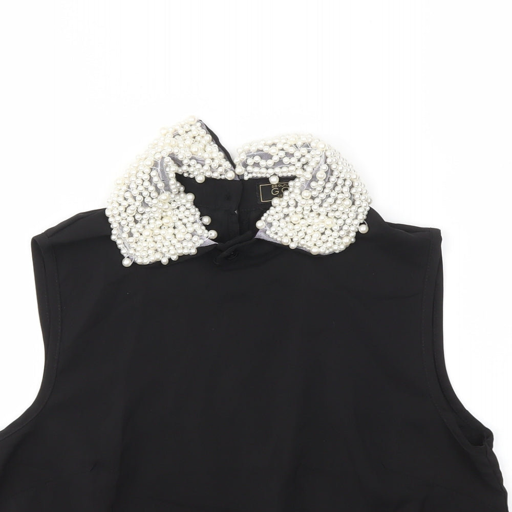 Womens UK Size 8 gold Black Basic Blouse