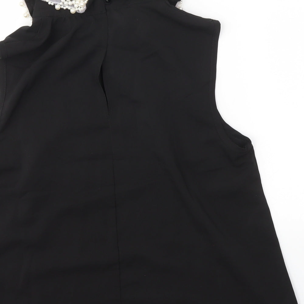 Womens UK Size 8 gold Black Basic Blouse