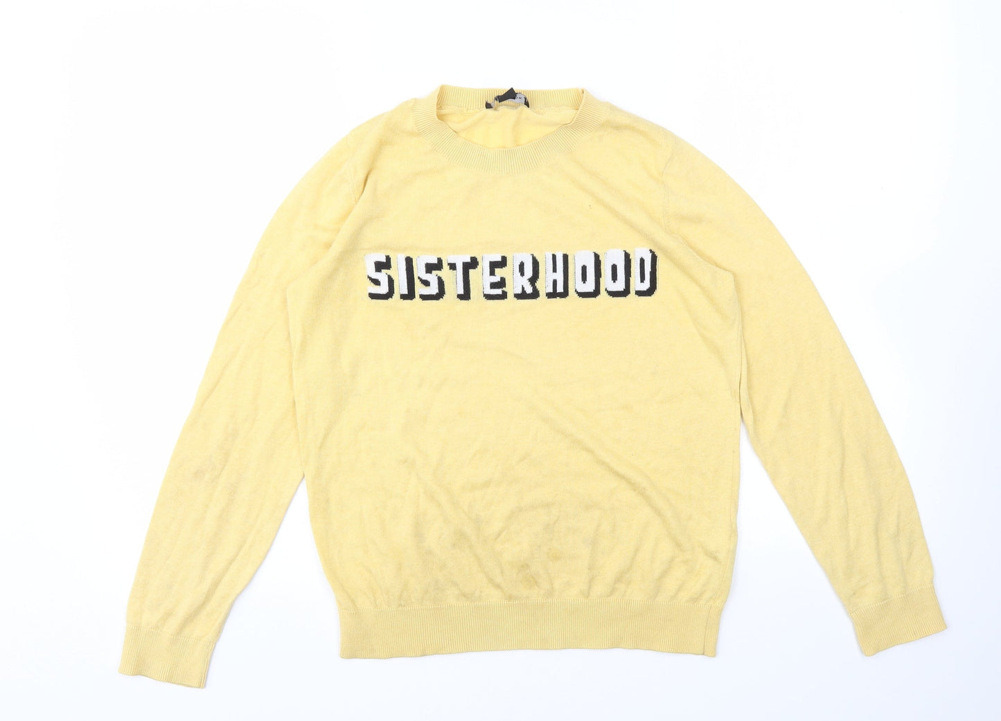 Womens UK Size 6 New Look Yellow Basic T-Shirt