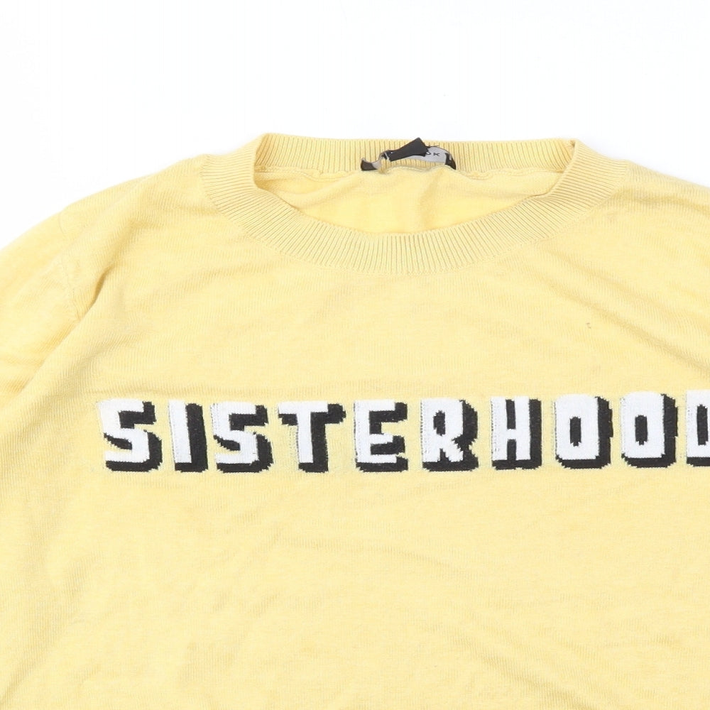 Womens UK Size 6 New Look Yellow Basic T-Shirt