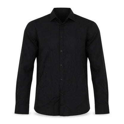 Mens UK Size 16 Primark Black  Button-Up Long Sleeve Casual Shirt