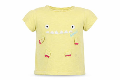 Next Girls Yellow   Basic T-Shirt Size 2-3 Years  - Monster