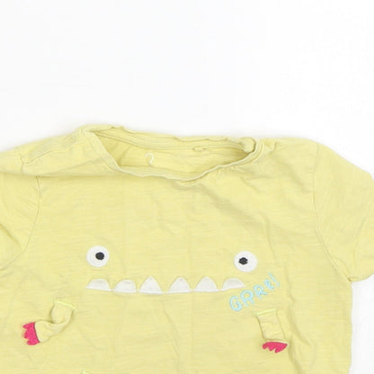 NEXT Girls Yellow   Basic T-Shirt Size 2-3 Years  - Monster