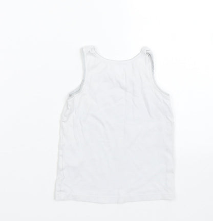 M&S Girls White   Basic Tank Size 3-4 Years  - Birds