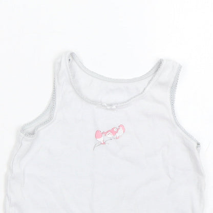 M&S Girls White   Basic Tank Size 3-4 Years  - Birds