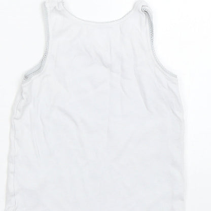 M&S Girls White   Basic Tank Size 3-4 Years  - Birds