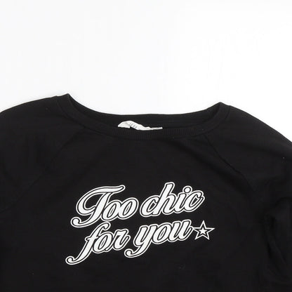 H&M Girls Black   Pullover Sweatshirt Size 10-11 Years