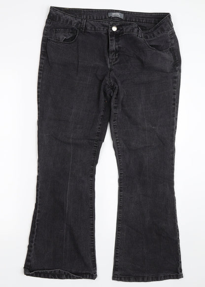 Dorothy Perkins Womens Black  Denim Bootcut Jeans Size 12 L26.5 in