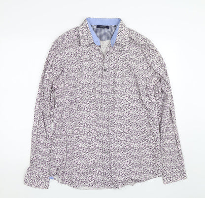 Mens UK Size L BHS White  Button-Up Long Sleeve Casual Shirt