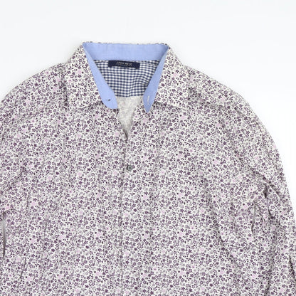 Mens UK Size L BHS White  Button-Up Long Sleeve Casual Shirt