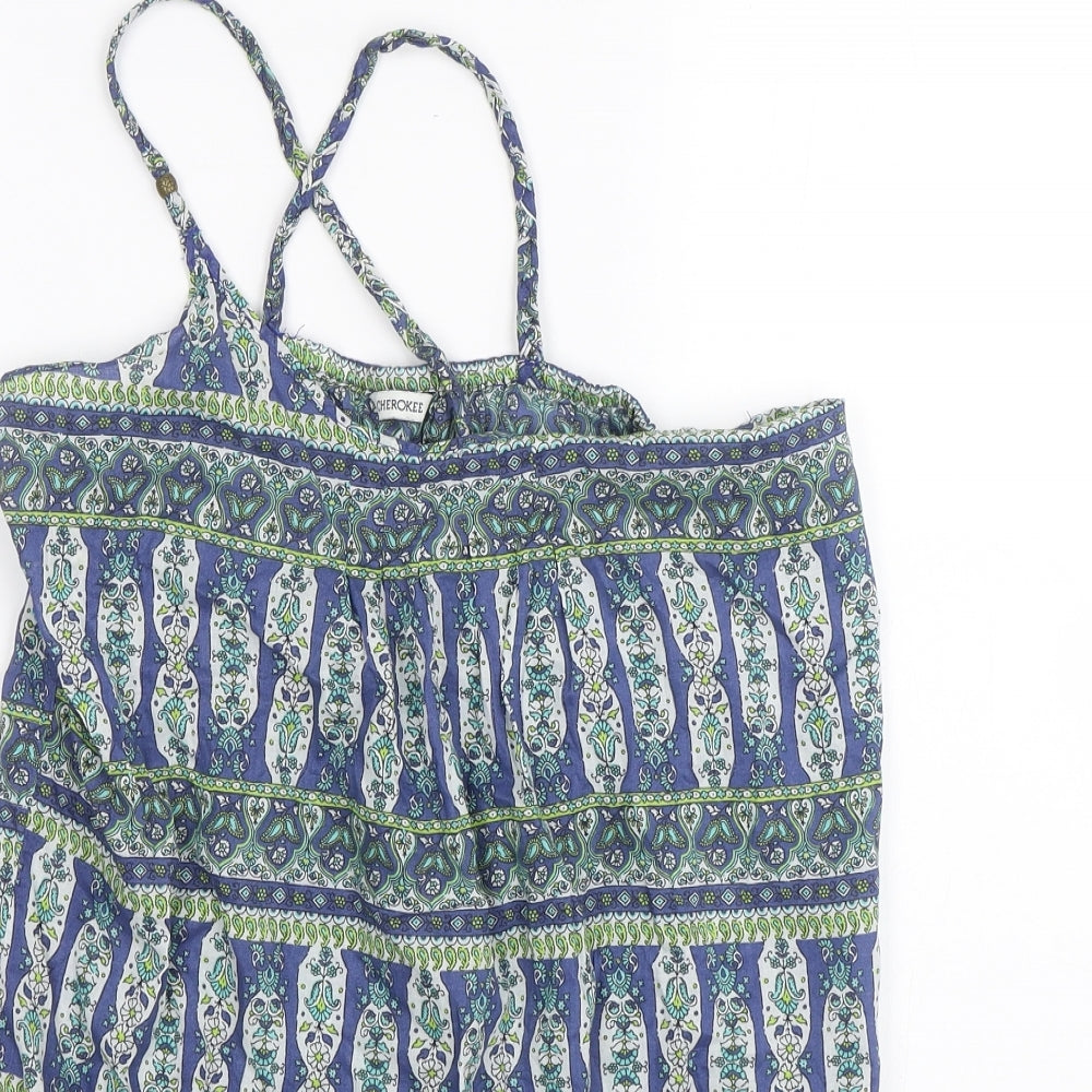 Cherokee Womens Blue Paisley  Basic Tank Size 8