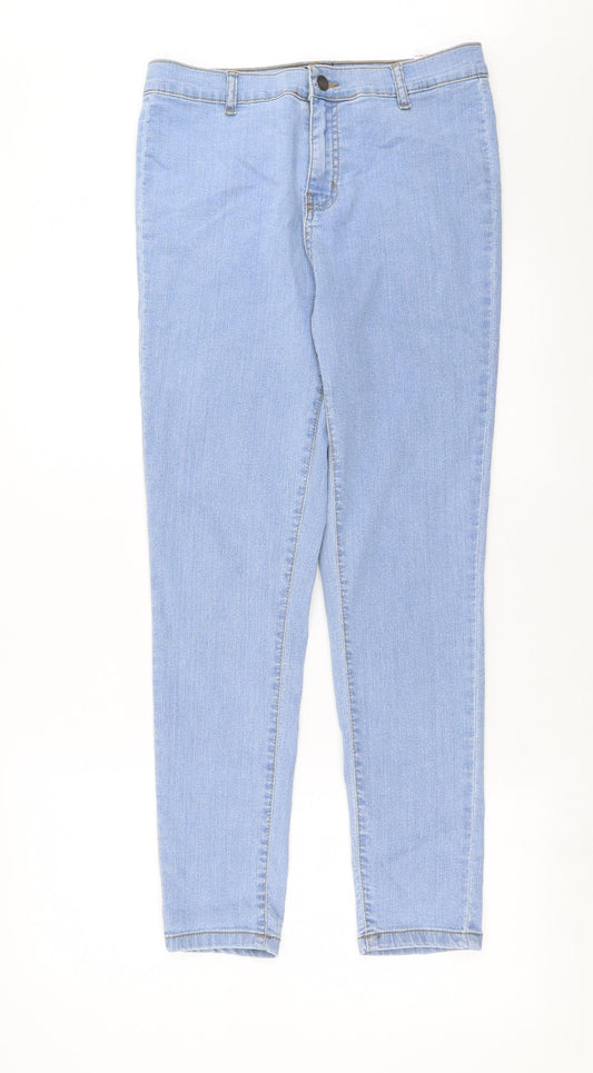 PRETTYLITTLETHING Womens Blue  Denim Skinny Jeans Size 12 L28 in