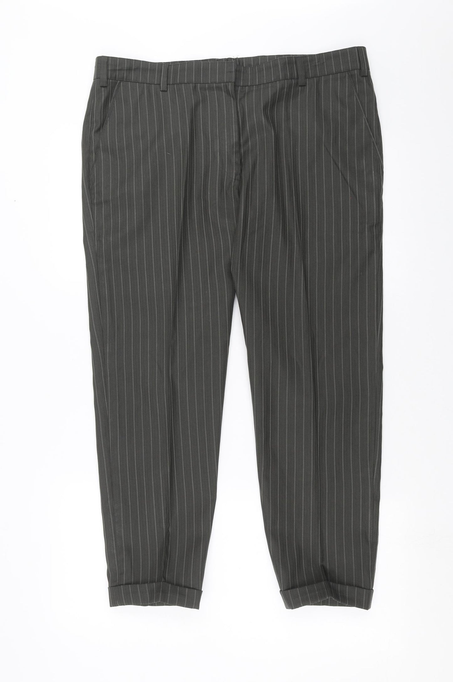Preworn Mens Green Striped  Trousers  Size 36 in L26 in
