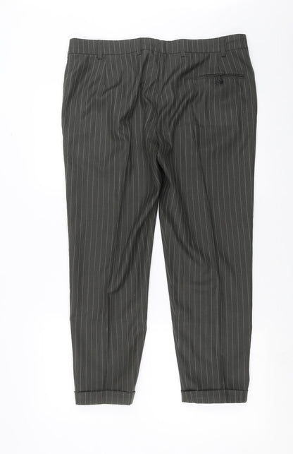 Preworn Mens Green Striped  Trousers  Size 36 in L26 in