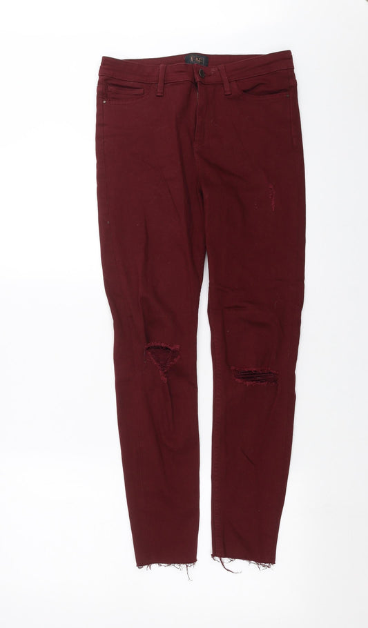 F&F Womens Red  Denim Skinny Jeans Size 10 L27 in - Distressed
